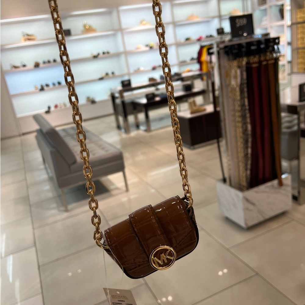 Michael Kors Carmen Luggage Mini Crossbody with Gold Hardware - Picture 2 of 3